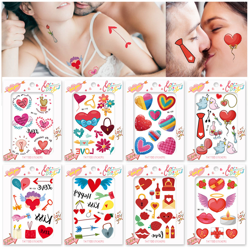 Cross-border New Wholesale Valentine's Day Rose Love Flower Letter Tattoo Sticker Adhesive Nail Sticker Accessories