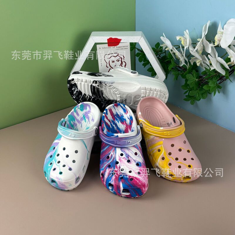 2025 New Star Clip-On Clogs Marble Men and Women Couple Pattern Non-Slip Wear-Resistant Outdoor Sand Casual Beach Shoes