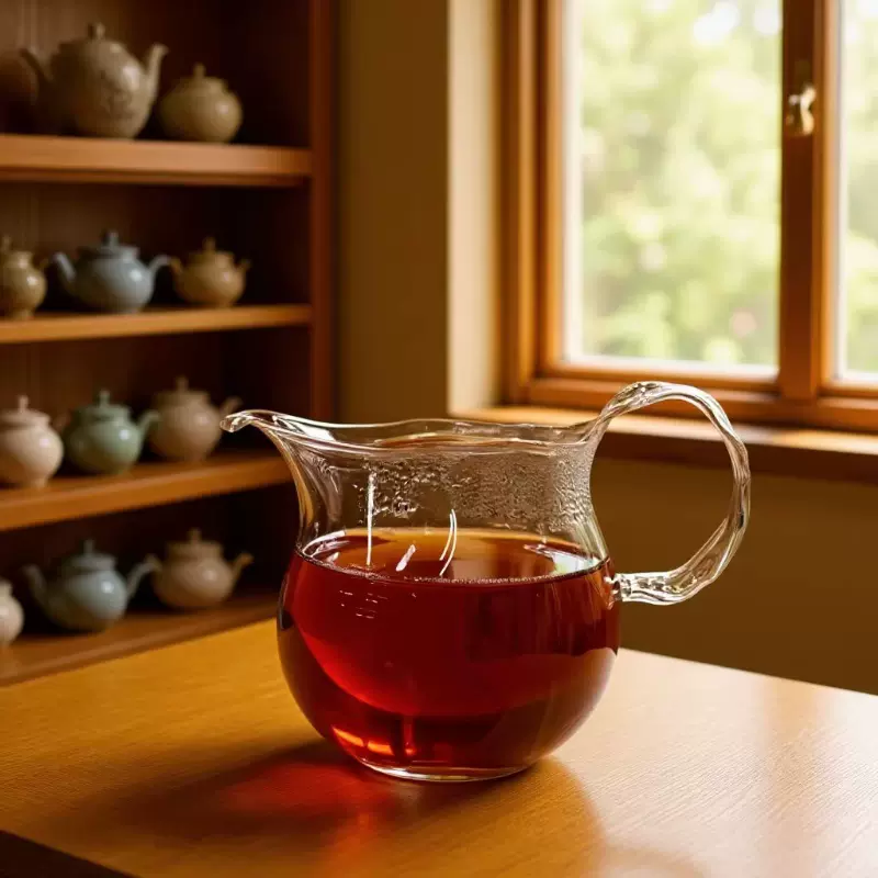 纯手工加厚玻璃公道杯高硼硅耐热分茶器具带把手柄匀杯吹制茶海