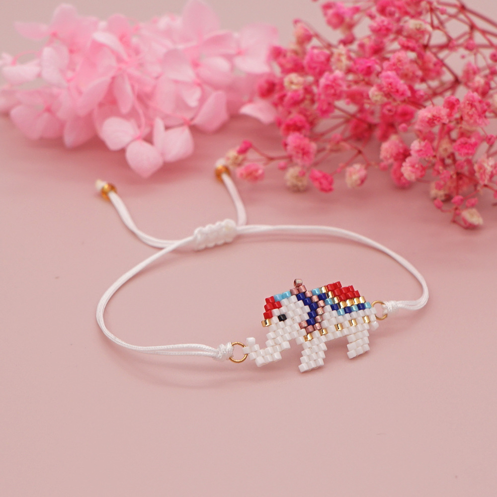 Simple Jewelry Friendship Rope Elephant Miyuki Rice Beads Hand-woven Small Bracelet Female display picture 5