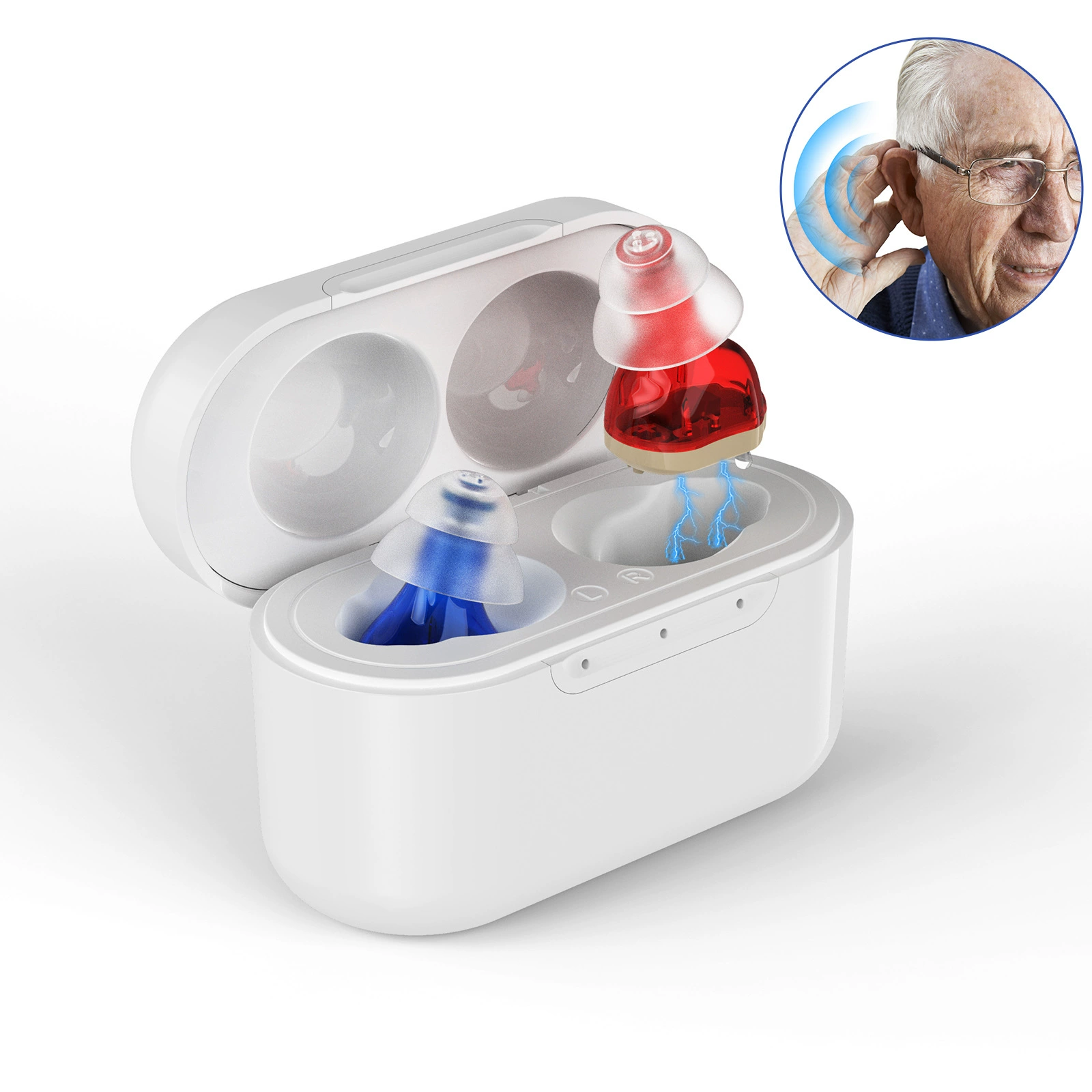 Gumi трансграничный точечный слуховой аппарат для пожилых людей, перезаряжаемый усилитель звука CIC, звукосборник, зарядное отсек, аксессуары