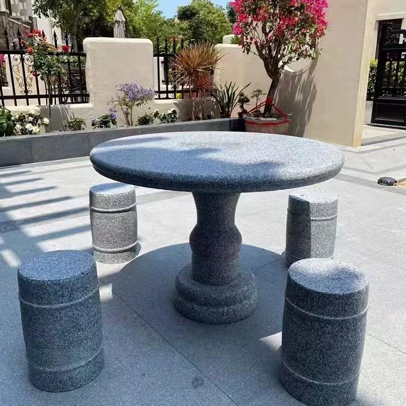 Открытый двор каменный стол каменный табурет парк Досуг натуральный гранит античный китайский стиль каменный стол каменный табурет оптом
