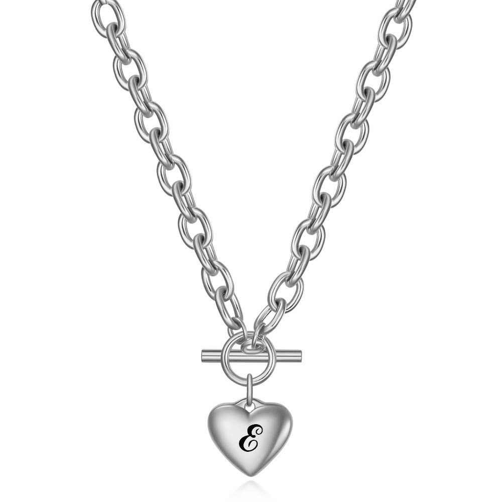 Brand fashionable necklace stainless steel heart shaped with letters
