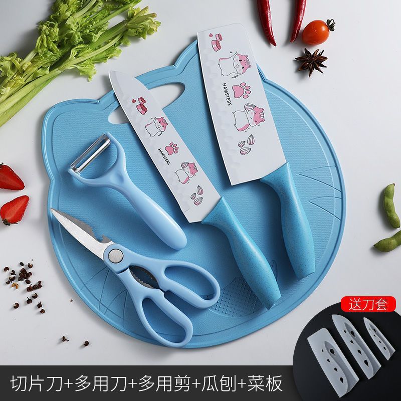Cuchillo de cocina de doble cara cuchillo de corte de platos para bebés herramientas de alimentos auxiliares de cocina cuchillo de frutas dormitorio lindo cuchillo de impresión image 15