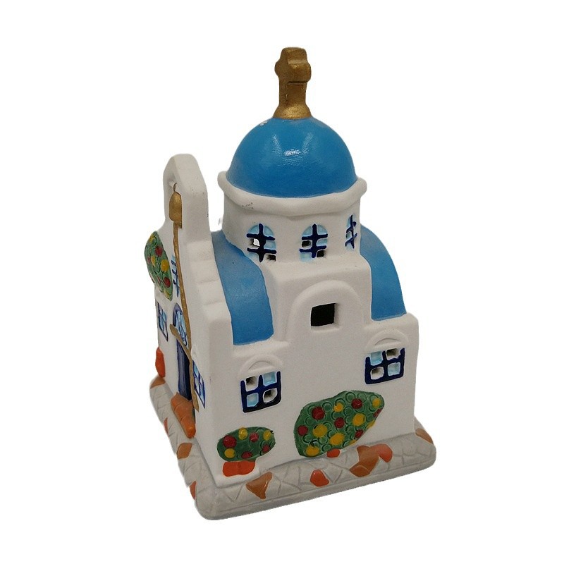 Navidad casa de pan de jengibre LED iluminación cerámica artesanía feliz pueblo villa pequeña decoración decoración interior del hogar