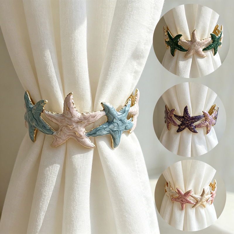 Cross-border European and American minimalist starfish holiday beach no-punch curtain tiebacks bohemian curtain buckle decoration wholesale Cross-border European and American minimalist starfish holiday beach no-punch curtain tiebacks bohemian curtain buckle decoration wholesale