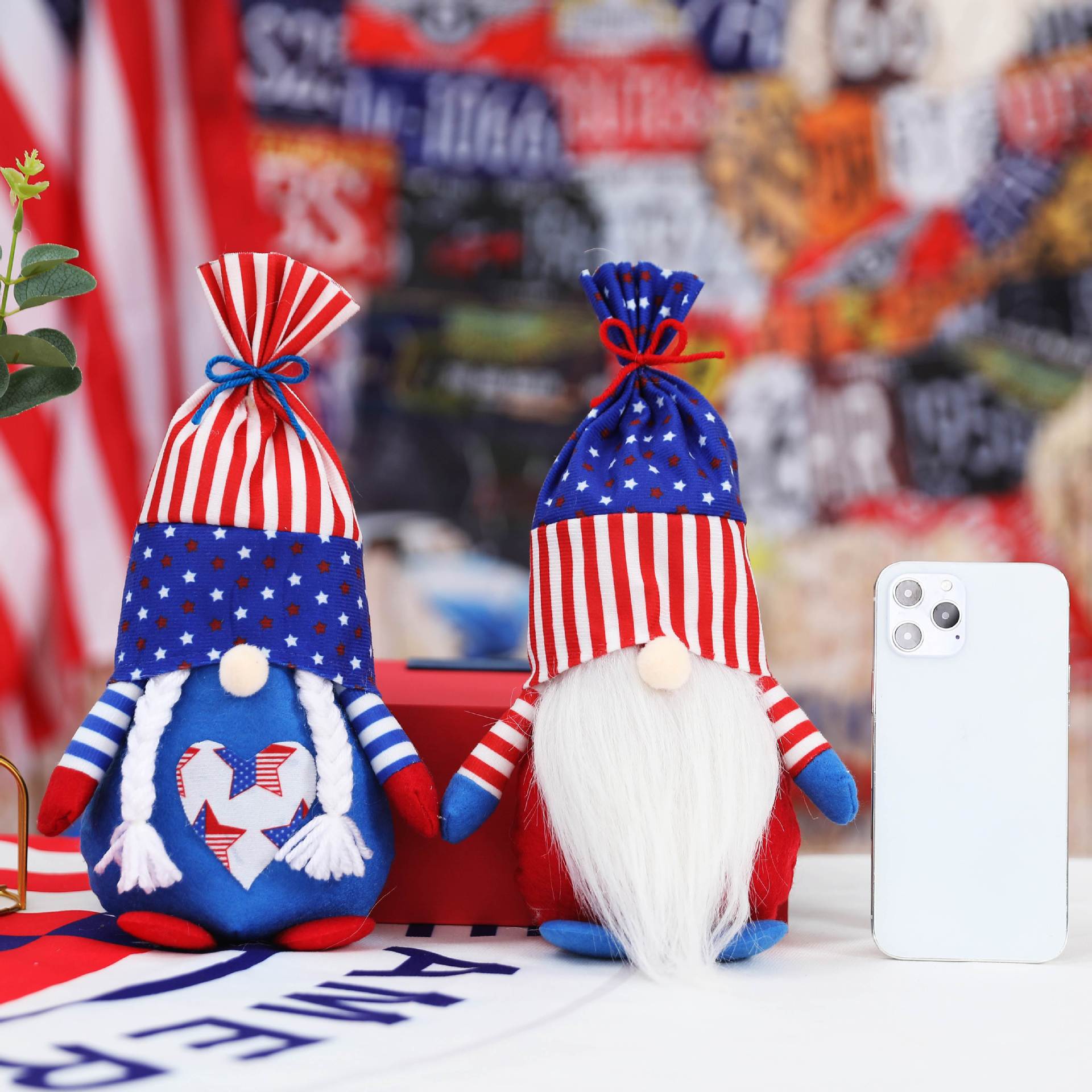 American Independence Day fabric doll cross-border new American clothing couple Rudolph faceless doll decorative ornaments