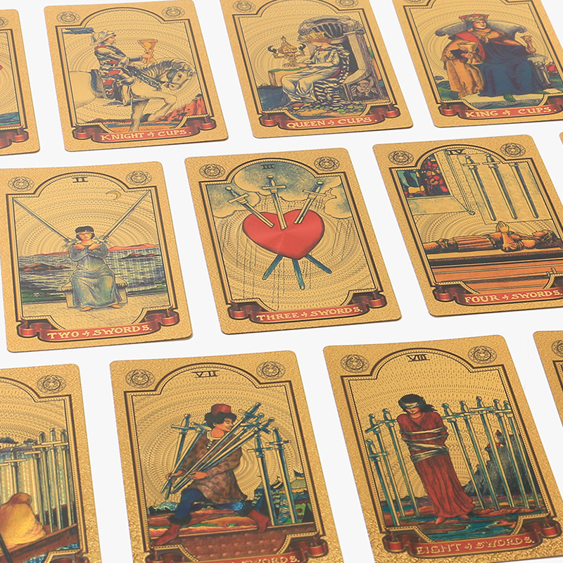 Gold Foil Waite Tarot Oracle Cards Premium Divination Deck_voghion.com