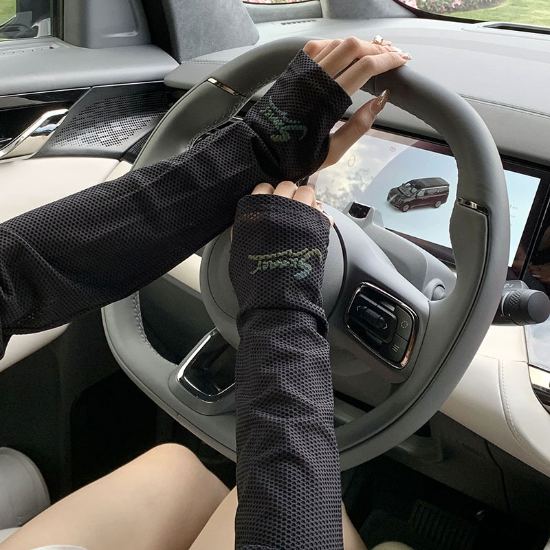 Mangas de hielo mangas de seda de hielo para mujer verano más tamaño suelto al aire libre hueca manga de brazo transpirable manga de protección solar manga de hielo