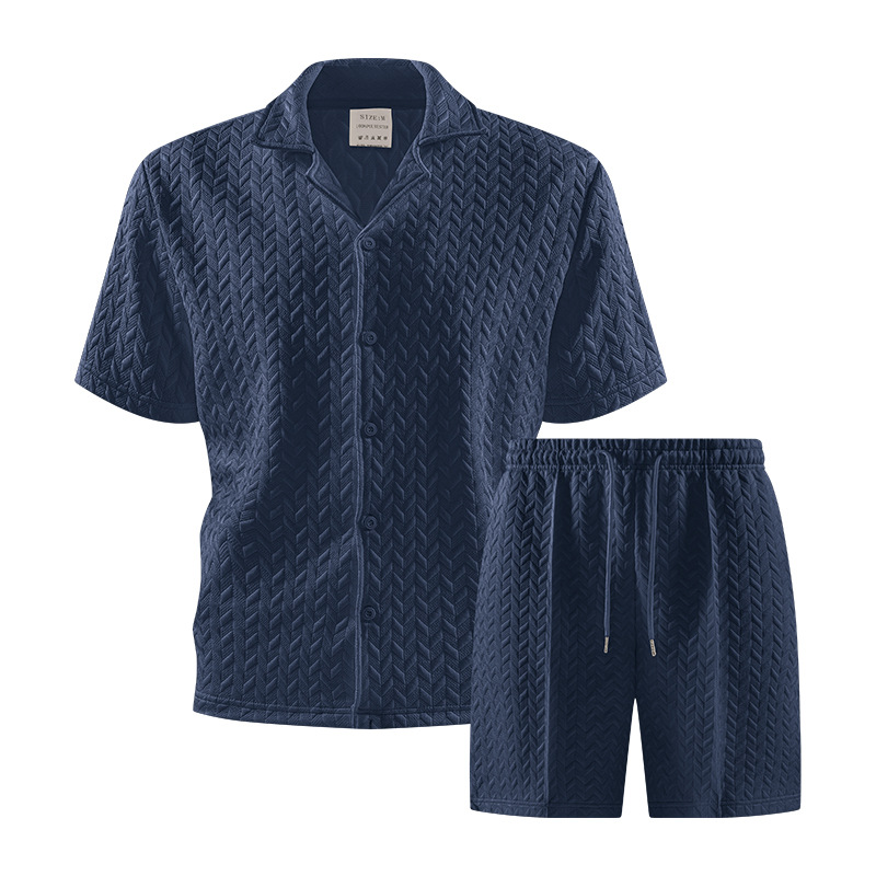 2026 primavera transfronteriza Amazon con solapa polo camiseta nuevo hombre moda casual pantalones cortos de mangas cortas dos piezas