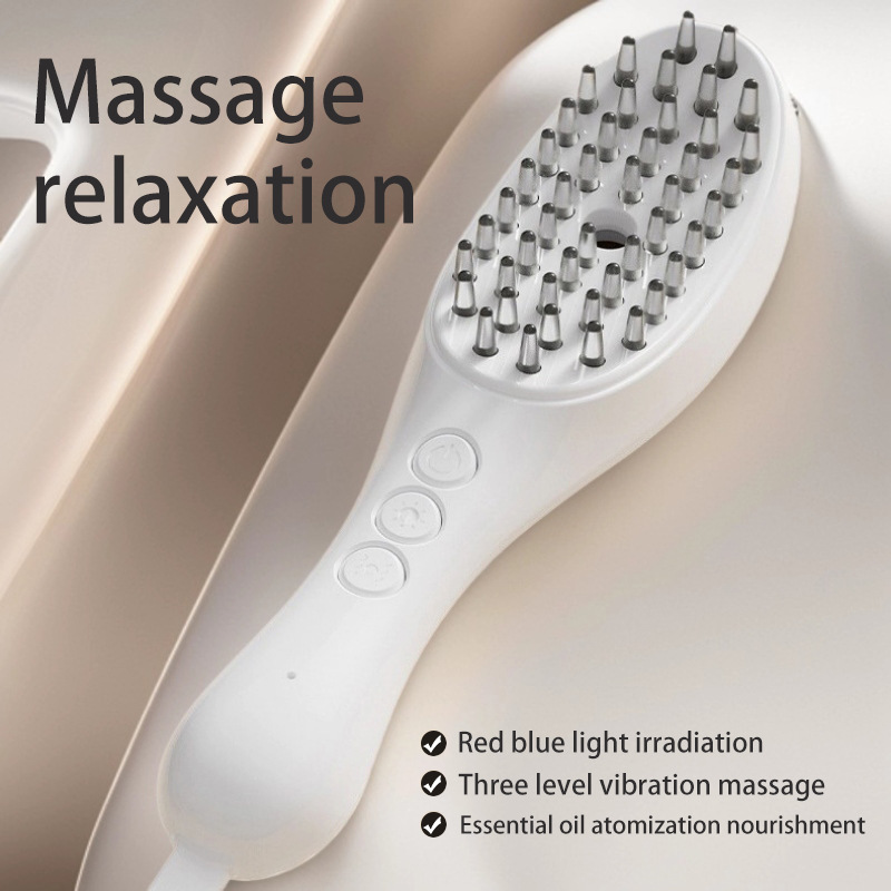 Peinado de masaje eléctrico nuevo peinado crudo transfronterizo, masajeador de cabeza de meridiano, Fototerapia roja, peinado de cuidado del cabello, peinado de masaje en aerosol