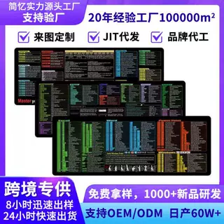 excel英文快捷键鼠标垫ip电脑办公专用跨境同款欧美防滑桌垫