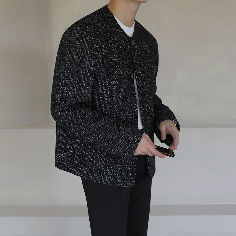 MYQ hombres Chaqueta estilo Chanel abrigo de Primavera y Otoño Nuevo estilo Coreano de moda de alto sentido de los hombres casual top