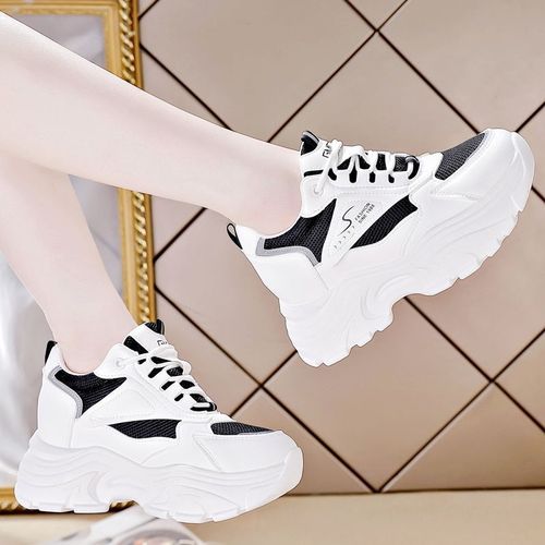 Soft Leather Dad Shoes for Women, Summer Versatile Inner Heel Lift for Petite Women, Mesh Surface Breathable Sports Shoes