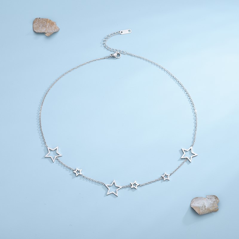 18K Gold Plated Plating Material 304 Stainless Steel Pendant Material PVD Coated 18K Gold Plated Star Titanium Steel Elegant Waterproof Non Tarnish 304 Stainless Steel Necklace