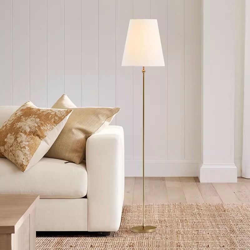 Modern Minimalist Living Room Bedroom Study Floor Lamp American Country Retro Brass Off-White Cloth Cover Classic Floor Lamp Modern Minimalist Living Room Bedroom Study Floor Lamp American Country Retro Brass Off-White Cloth Cover Classic Floor Lamp