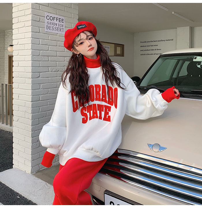 Women's Contrasting Hoodie Active Set For Autumn And Winter_voghion.com