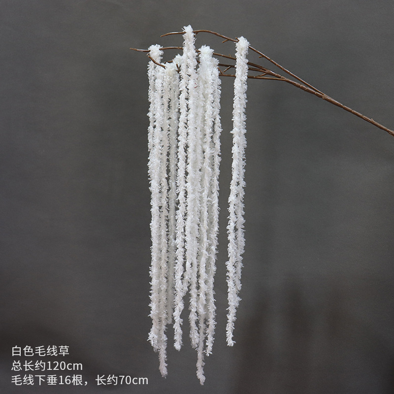 Material de flor de boda blanco brumoso artificial Misty Wedding Hall decoración camino plomo arreglo de flores techo flor artificial Flor de plástico