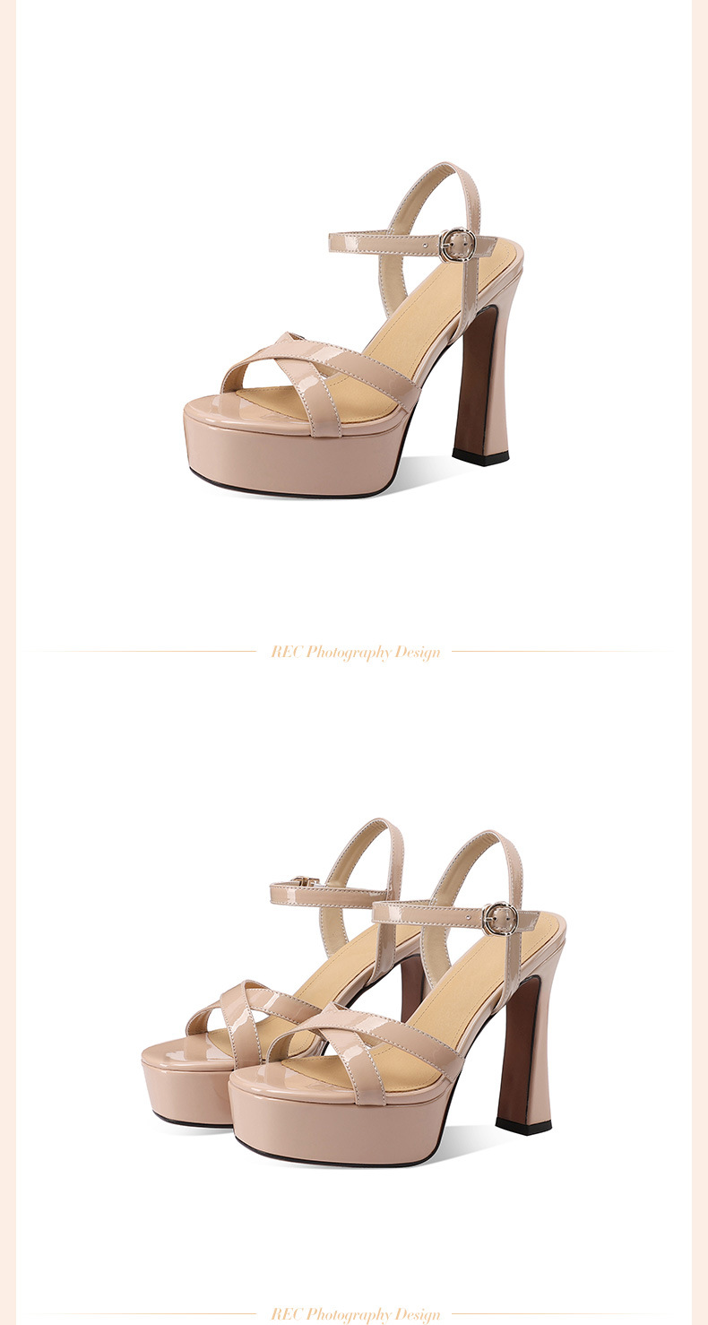 Sandal cao gót nữ hở mũi quai ngang đế dày phong cách Hàn Quốc — đen chi tiết 4