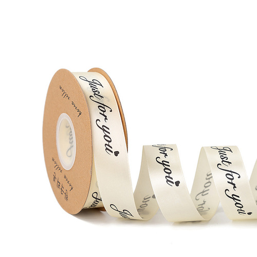 2.5cm Gift Flower Packaging with Cake Ribbon Bow, Printed English Alphabet Satin Ribbon Bouquet Silk Ribbon Wholesale