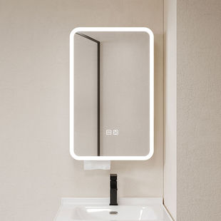Cream Nordic Style Small Apartment Smart Arc Bathroom Mirror Cabinet Wall-Mounted Mirror Light Defogging Storage Cabinet