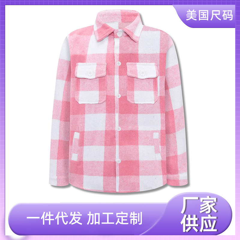 American Size Export Women's Flannel Plaid Shirt Plus Size Amazon Cross-Border Casual Versatile Shirt Autumn Style