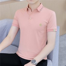 高端商务polo衫男士短袖t恤翻领胖子宽松夏季加肥加大码男装网红