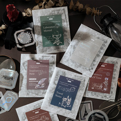 Momo Sticker Pack Memory Concealment Series Black and Silver Foil Handwritten Diary Decor Materials 30 Pieces, 6 Styles to Choose From