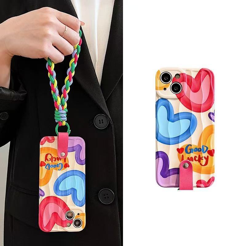 Color tejido cuerda de mano pintura al óleo color amor-borde ondulado qq