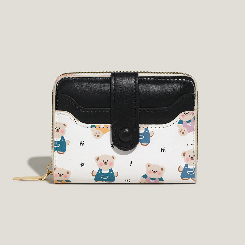 Simples y lindos gatitos de estilo japonés damas hebilla cambio de mano con bolso corto multifuncional para mujeres