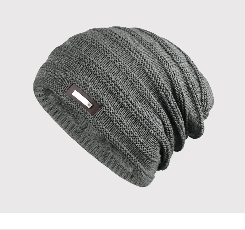 Cappello da uomo in maglia unisex, cappello alla moda con etichetta in ferro, cappello di lana, caldo e antivento, pullover_voghion.com