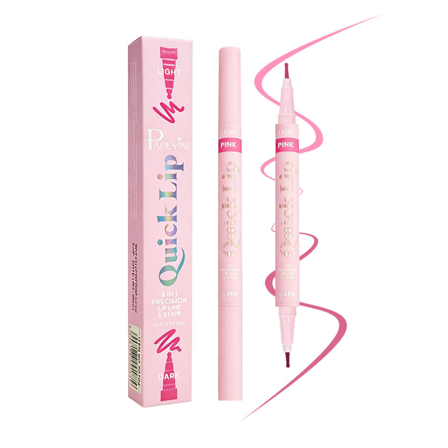 PAGE VINE doble lápiz labial lápiz labial esculpido lápiz labial 2 en 1 sello lápiz de delineador de ojos impermeable a prueba de sudor