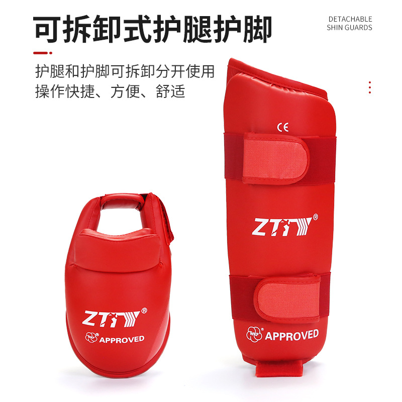 ZTTY fábrica al por mayor karate pierna protector pie protector desnudo Shin protector desmontable karate protector