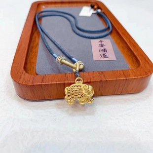 Gold 999 Pure Gold Auspicious Elephant Ruyi Pendant 3D Hard Gold Filigree Hollow Elephant Couple Necklace Wholesale