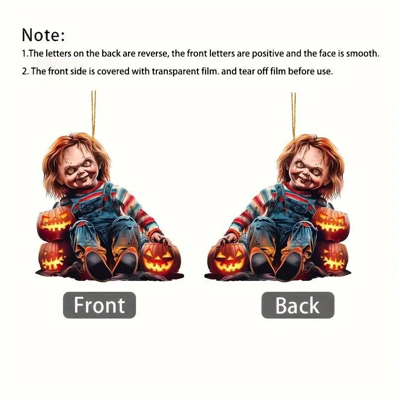 Transfronterizos cicatrices de Halloween asesinar colgante de espejo retrovisor acrílico plano interior colgante de espejo retrovisor decoración
