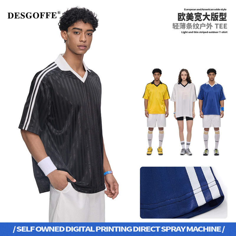 De Men's Clothing | Millennium V-Neck Usa-Canada-Mexico Football Sports T-Shirt with Patch Stripes Retro Men's and Women's Football Short-Sleeve Shirt.