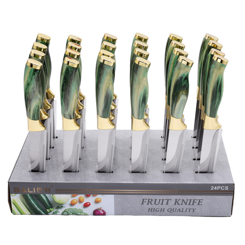 Venta caliente al por mayor juego de cocina cuchillo de caja de exhibición de acero inoxidable cuchillo de cocina con tapa de galvanoplastia doble juego de cuchillo de chef caja de regalo