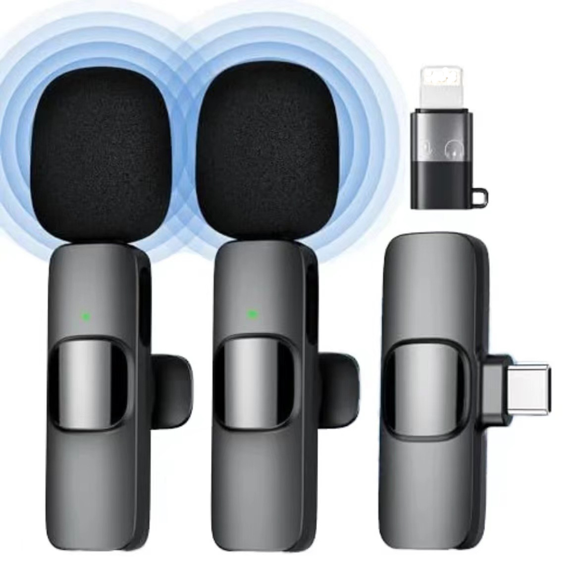 Micrófono de clip de cuello inalámbrico uno para dos al aire libre teléfono móvil equipo de transmisión en vivo grabación de vídeo corto radio micrófono de reducción de ruido