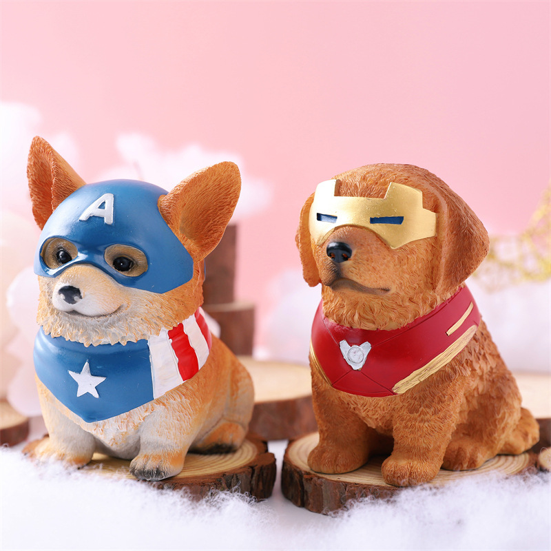 Nuevo creativo divertido perro alcancía hucha hierro hombre fresco perro casa dormitorio decoración resina decoración