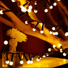 亚马逊新款led彩灯樱桃小圆球灯串圣诞节户外太阳能庭院装饰灯