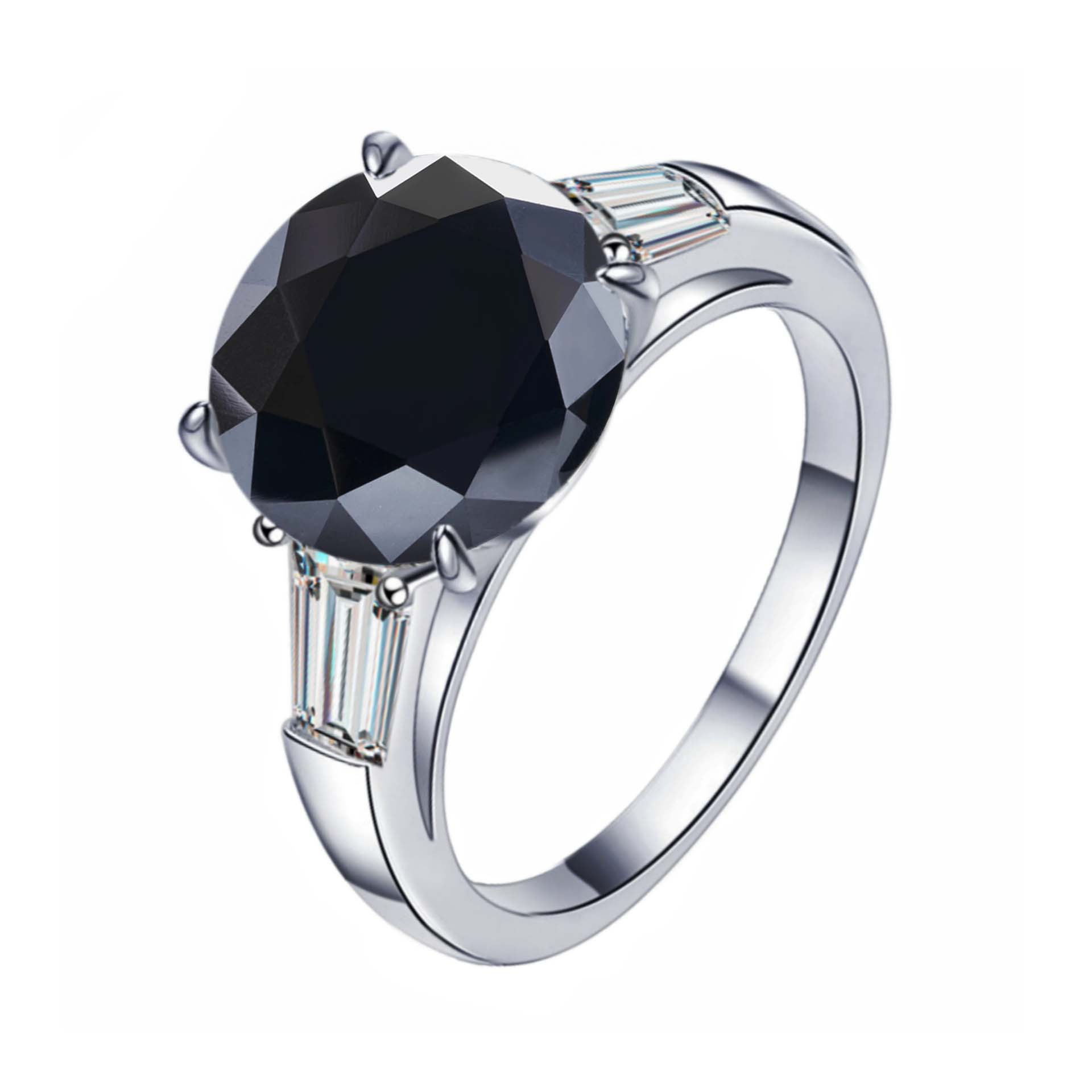 S925 plata esterlina de 5 quilates anillo de piedra de moissan, anillo de compromiso elegante de alta calidad