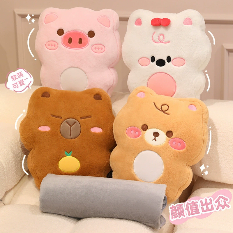 Капибара-мультфильм подушка-плед двусторонняя офисная подушка-об pillow nap подушка-плед авто подушка