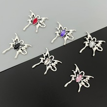 DIY合金饰品配件 时尚个性镶钻蝴蝶吊坠项链钥匙扣挂件