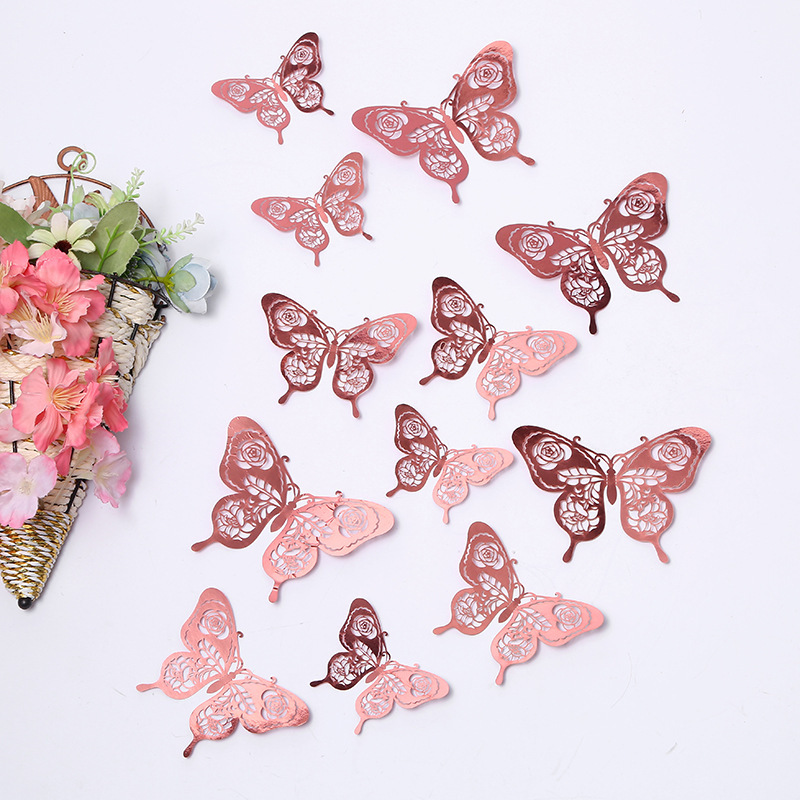 Doce mariposas rosas en s