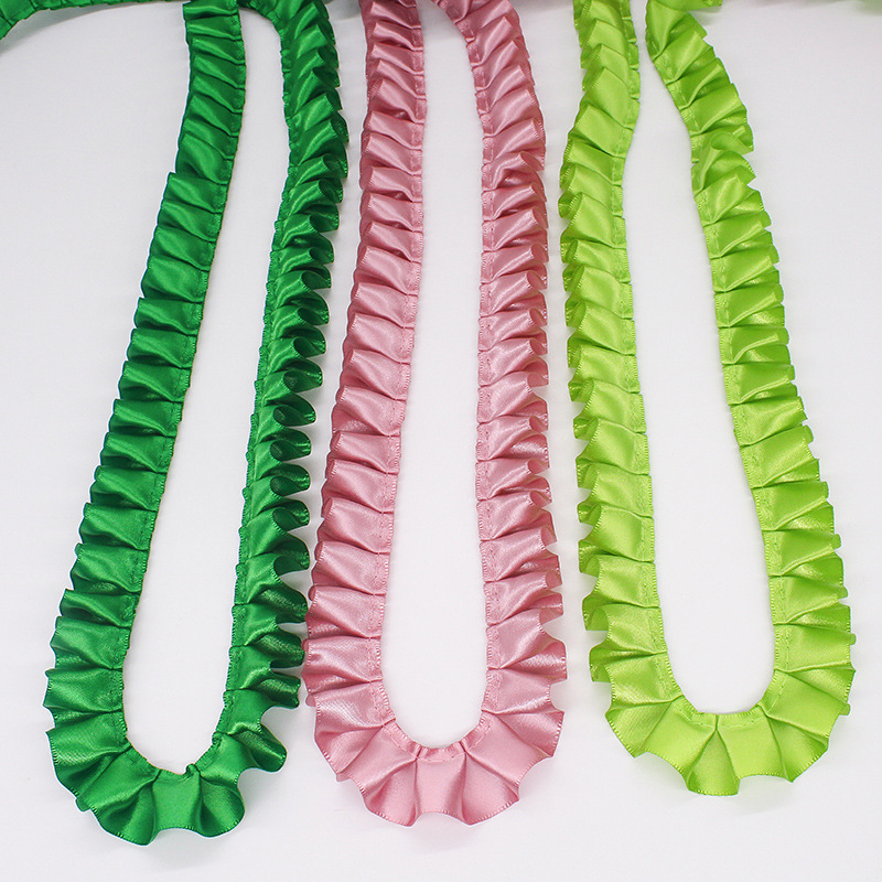 Fabricantes al por mayor de 2.5cm de ancho poliéster único borde de loto plegado cinta DIY accesorios de ropa hecha a mano cinta de encaje decoración image 3