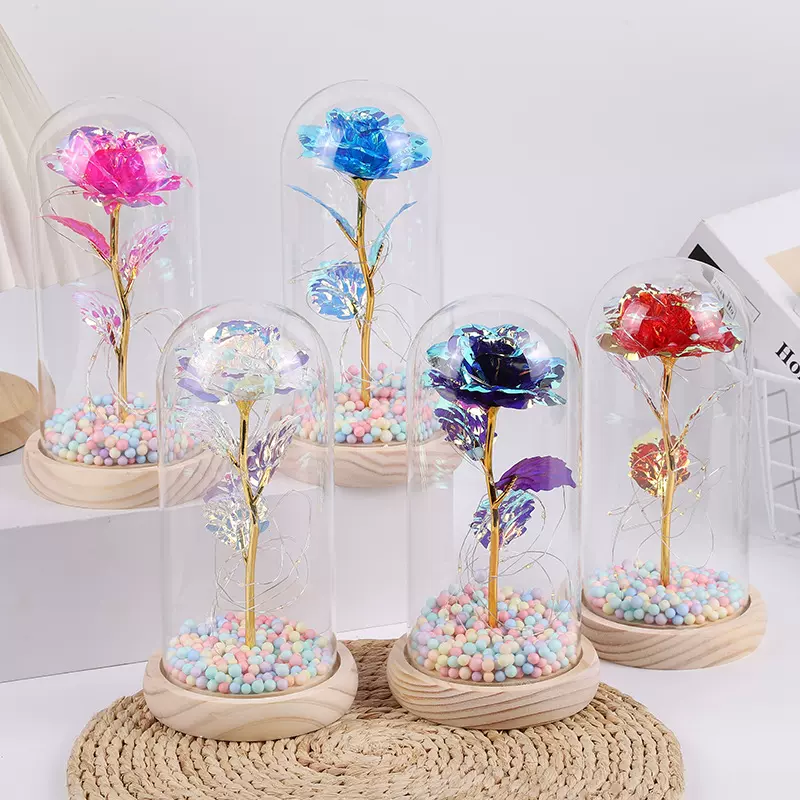 永生好玫瑰花七夕情人节礼物 地摊创意礼物批发 金箔玫瑰花花束