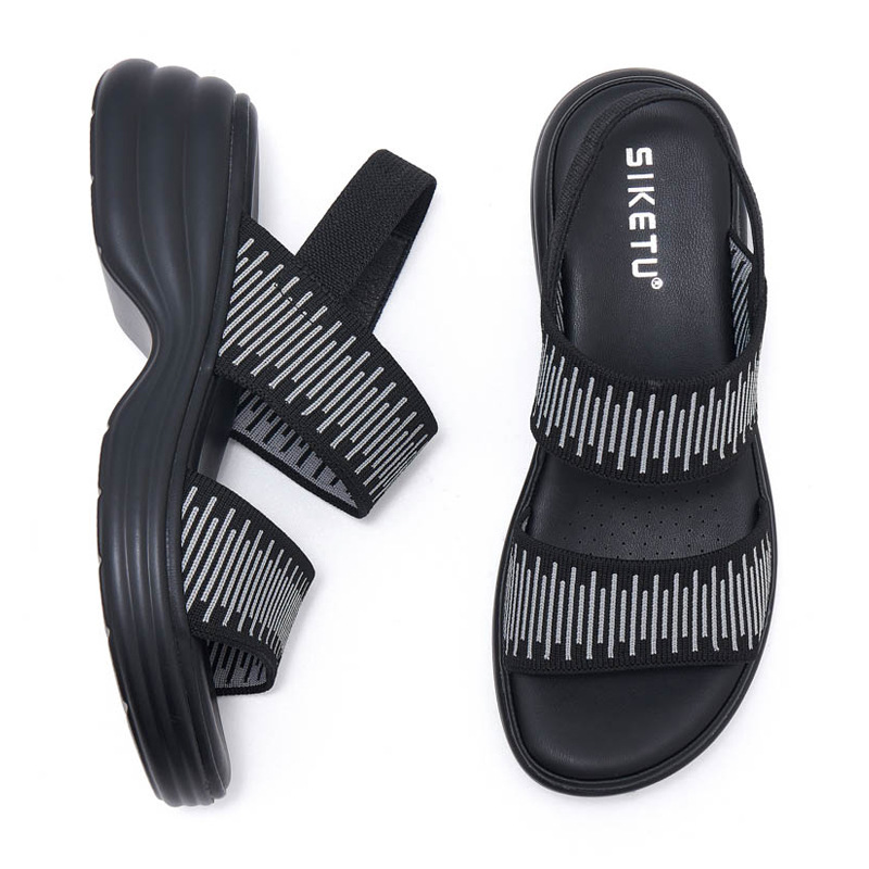 Dép sandal nữ đế dày quai chữ V mùa hè chống trượt — Màu đen, Màu xám, Màu mơ chi tiết 34
