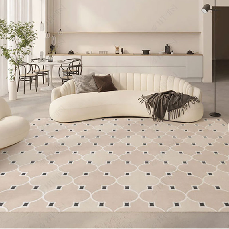 Alfombra de la sala de estar a cuadros francés mesa de café en casa manta antideslizante puerta dormitorio absorbente resistente a las manchas buena alfombra de cuidado
