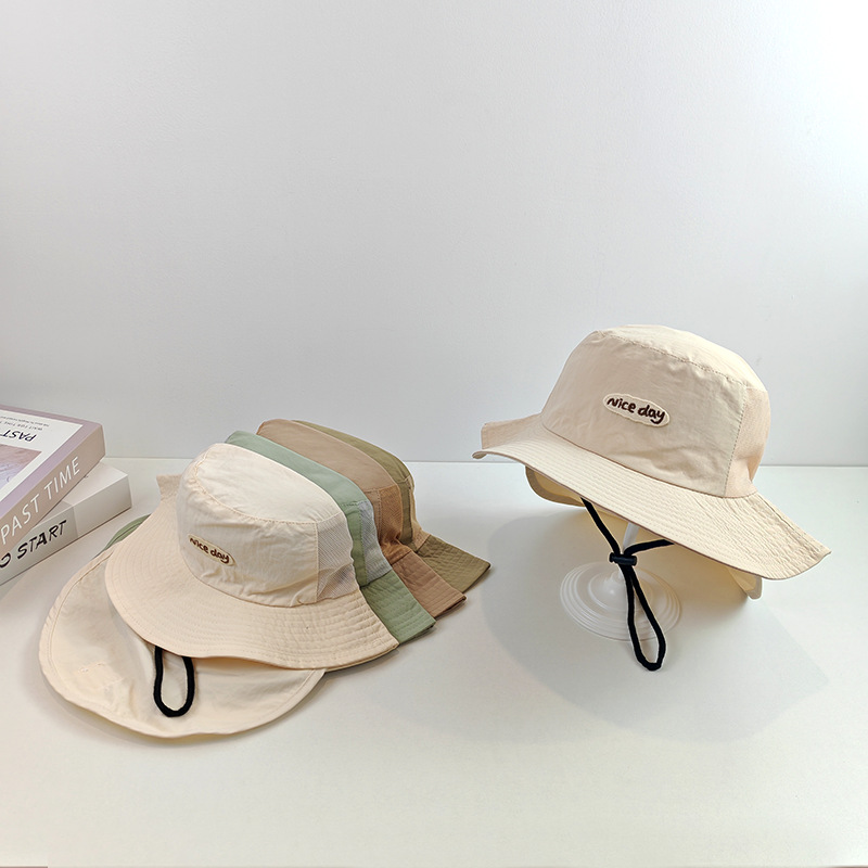Sombrero de pescador para niños coreanos primavera y verano delgado gorra de cuello de secado rápido gorra de escalera para niños y niñas sombreros de escalera para proteger el sol