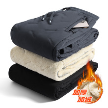 裤子男秋冬季保暖休闲裤宽松大码防风男裤加绒外穿羊羔绒运动卫裤